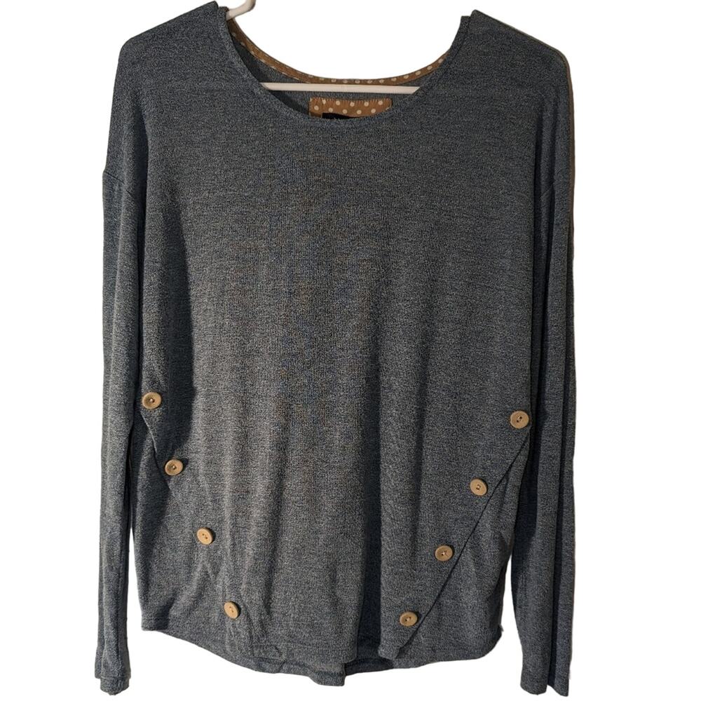 Blu Pepper blue elbow patched sweater